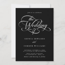 Invitación Delicada elegancia Boda de guión negro