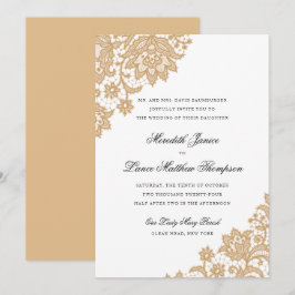 Invitación Delicada esquina de encaje negro y Boda de guiones