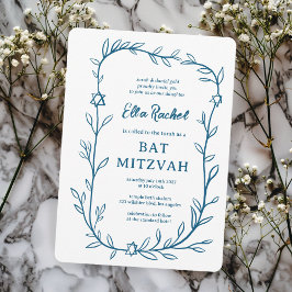 Invitación Delicada estrella botánica de David Bar Bat Mitzva