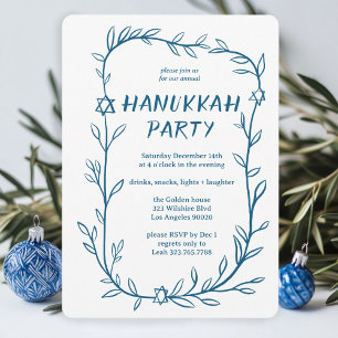 Invitación Delicada estrella Fiesta botánica de Hanukkah de D