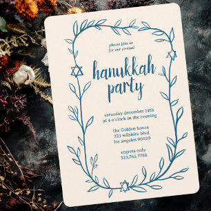 Invitación Delicada estrella Fiesta botánica de Hanukkah de D
