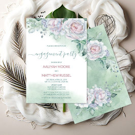 Invitación Delicada fiesta de compromiso de Rosa de acuarela