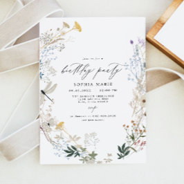 Invitación Delicada fiesta de cumpleaños de Boho Wildflower B