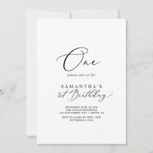 Invitación Delicada fiesta de cumpleaños de la caligrafía neg