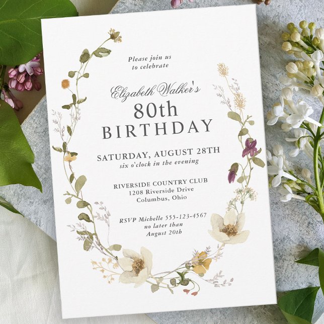 Invitación Delicada fiesta de cumpleaños número 80 de las flo (Subido por el creador)