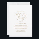 Invitación Delicada fiesta de vacaciones de caligrafía de oro<br><div class="desc">Esta delicada tarjeta de invitación para fiestas con caligrafía dorada es perfecta para un evento vacacional moderno. El romántico diseño minimalista presenta una encantadora y elegante tipografía de champán amarillo dorado sobre un fondo blanco con un aspecto limpio y sencillo.</div>