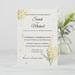 Invitación Delicada Flor Silvestre Dorada