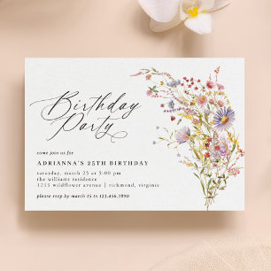 Invitación Delicada flor silvestre elegante Cualquier edad Ad