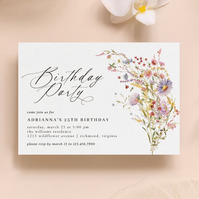 Invitación Delicada flor silvestre elegante Cualquier edad Ad (Subido por el creador)
