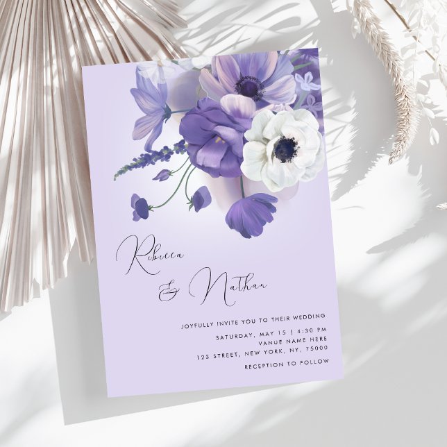 Invitación Delicada floral romántica de Lilac en un solo Boda (Subido por el creador)
