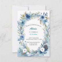 Delicada floral Wreath suave azul cumpleaños