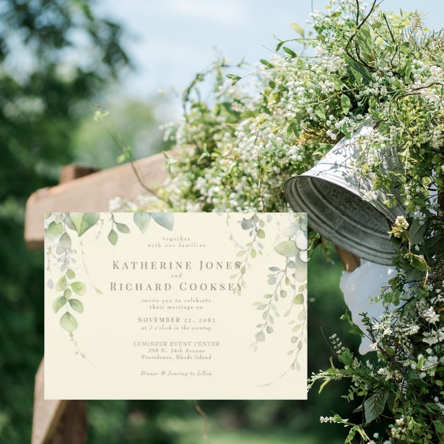 Invitación Delicada Foliage Amarillo Pálido Sin Padres (Subido por el creador)