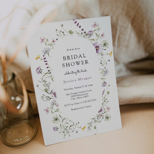 Invitación Delicada Lavanda Amarilla Flor Silvestre Ducha Bri