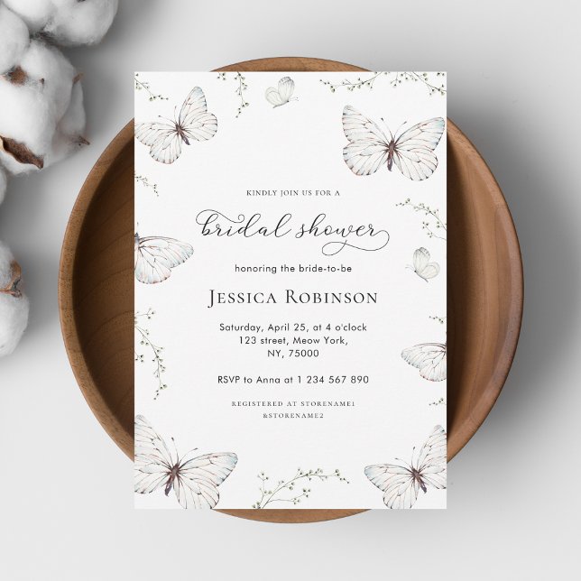 Invitación Delicada mariposa blanca Jardín Bridal Ducha (Subido por el creador)