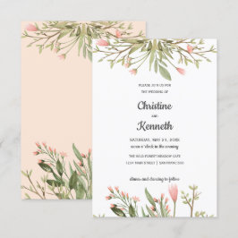 Invitación Delicada moda de flores silvestres rosas boda botá