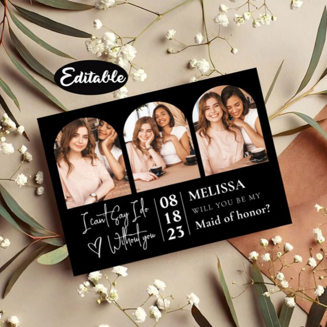 Invitación Delicada propuesta de la dama de honor de Collage  (Subido por el creador)