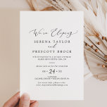 Invitación Delicada recepción de Elopement de Caligrafía Negr<br><div class="desc">Esta delicada invitación a la recepción de caligrafía negra es perfecta para un moderno fiesta postelectoral. El romántico diseño minimalista presenta una bonita y elegante tipografía negra sobre un fondo blanco con un aspecto limpio y sencillo. Las tarjetas RSVP se venden por separado, o puedes agregar información RSVP a la...</div>