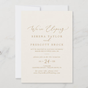 Invitación Delicada recepción dorada y crema