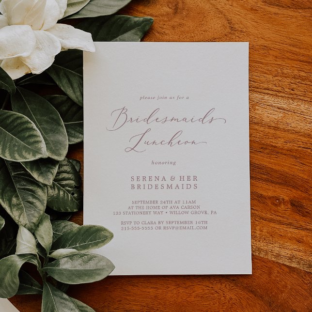 Invitación Delicada Rosa Dorada Bridesmaids Luncheon (Subido por el creador)