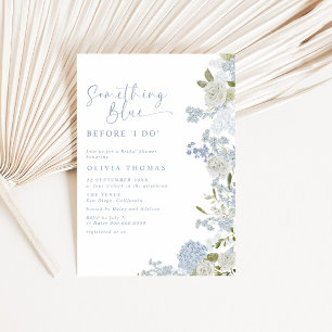 Invitación Delicada Suave Algo Floral Azul Ducha Bridal