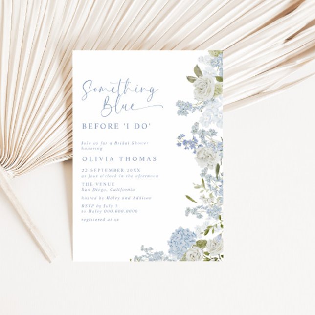 Invitación Delicada Suave Algo Floral Azul Ducha Bridal (Subido por el creador)