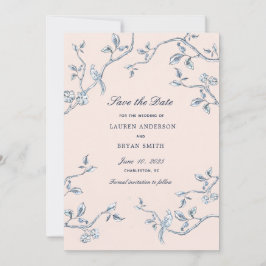 Invitación Delicada tela azul y blanca
