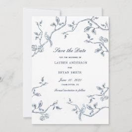 Invitación Delicada tela azul y blanca