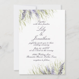 Invitación Delicada vegetación y Boda de Lavanda