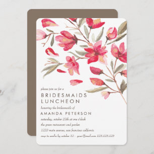 Invitación Delicadas damas de honor de honor de la flor rosa 