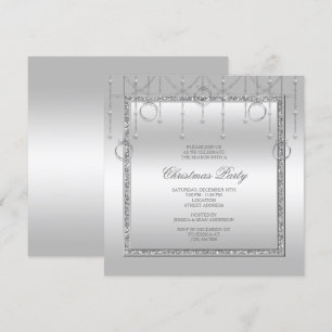 Invitación Delicadas estrellas y anillos Fiesta de Navidades 