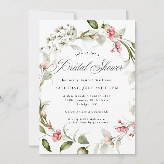 Invitación Delicadas flores de flores acuáticas duchas de nov (Anverso)