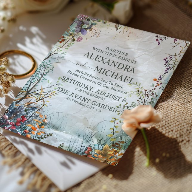 Invitación Delicadas Flores Silvestres Acuarela Boda (Subido por el creador)