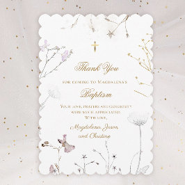 Invitación delicadas flores silvestres gracias por venir tarj