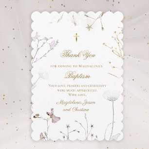 Invitación delicadas flores silvestres gracias por venir tarj