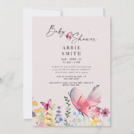 Invitación Delicadas mariposas y flores silvestres Baby Showe