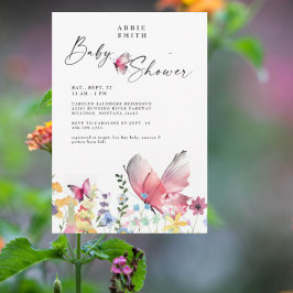 Invitación Delicadas mariposas y flores silvestres Baby Showe
