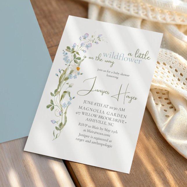 Invitación Delicado baño para bebé de acuarela de florecilla  (Subido por el creador)