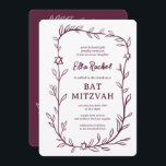 Invitación Delicado Bar Botánico Bat Mitzvah PERSONALIZADO QR<br><div class="desc">¡Tarjeta perfecta para anunciar una mitzvah de murciélago, el bar mitzvah u otra celebración judía! ¡Trato a mano de delicado arte de trame de hojas para ti! ¡TODO PERSONALIZABLE! Haga clic en "Personalizar" para editar el texto. Haga clic en "editar usando la herramienta de diseño" para ajustar los tipos de...</div>