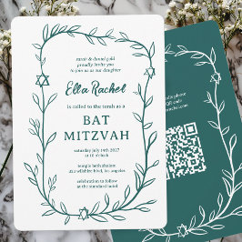 Invitación Delicado Bar Botánico Bat Mitzvah PERSONALIZADO QR