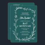 Invitación Delicado Bar Botánico Bat Mitzvah PERSONALIZADO QR<br><div class="desc">¡Tarjeta perfecta para anunciar una mitzvah de murciélago, el bar mitzvah u otra celebración judía! ¡Trato a mano de delicado arte de trame de hojas para ti! ¡TODO PERSONALIZABLE! Haga clic en "Personalizar" para editar el texto. Haga clic en "editar usando la herramienta de diseño" para ajustar los tipos de...</div>