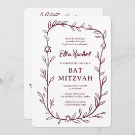 Invitación Delicado Bar Botánico Bat Mitzvah PERSONALIZADO QR