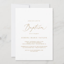 Invitación Delicado bautismo de caligrafía de oro