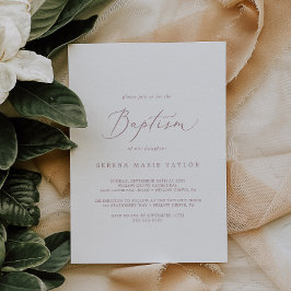 Invitación Delicado bautismo de caligrafía de oro Rosa
