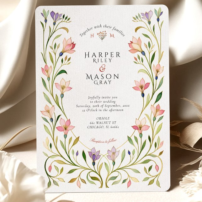 Invitación Delicado Boda Art Nouveau Floral Gold (Subido por el creador)