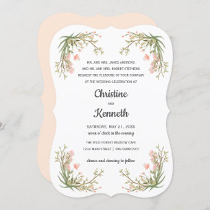 Invitación Delicado boda botánico de flores de pradera rosada