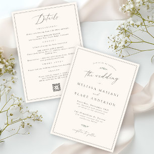 Invitación Delicado Boda botánico-moderno de QR todo en uno