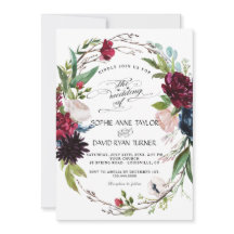 Delicado Boda de la corona floral azul borgoñona