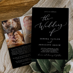 Invitación Delicado Boda de la historia de la propuesta negra