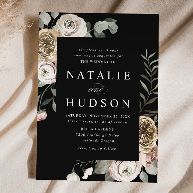 Invitación Delicado Boda de marco floral de invierno (Subido por el creador)