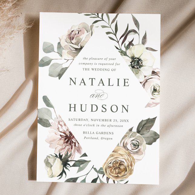 Invitación Delicado Boda de marco floral de invierno (Subido por el creador)